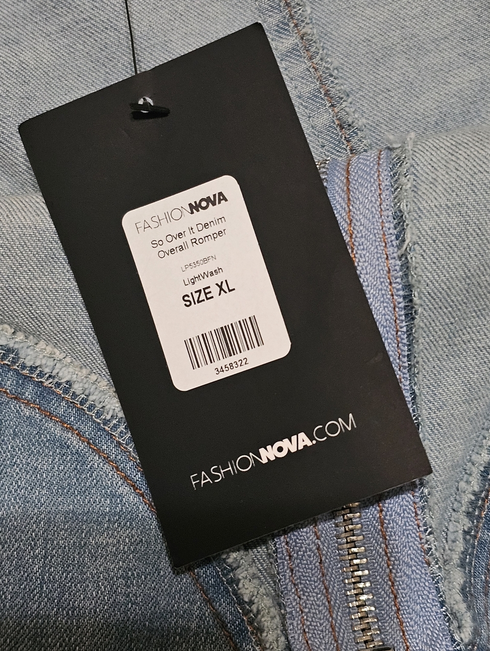Fashion Nova Overall Romper Womens Light  Blue Size XL Denim Ruffle Jeans - Picture 10 of 12